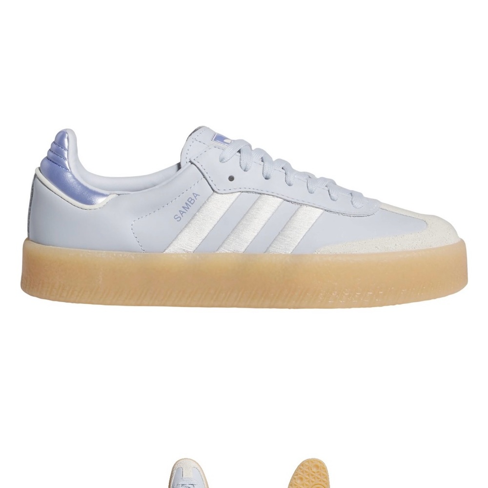 adidas Samba Platform Sneakers in Light Blue with Gum Sole